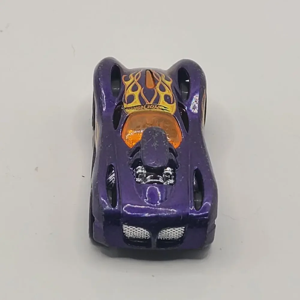 Vtg Hot Wheels 16 Angels Flames Race Car Diecast Purple Chrome 2003  1/64 Loose